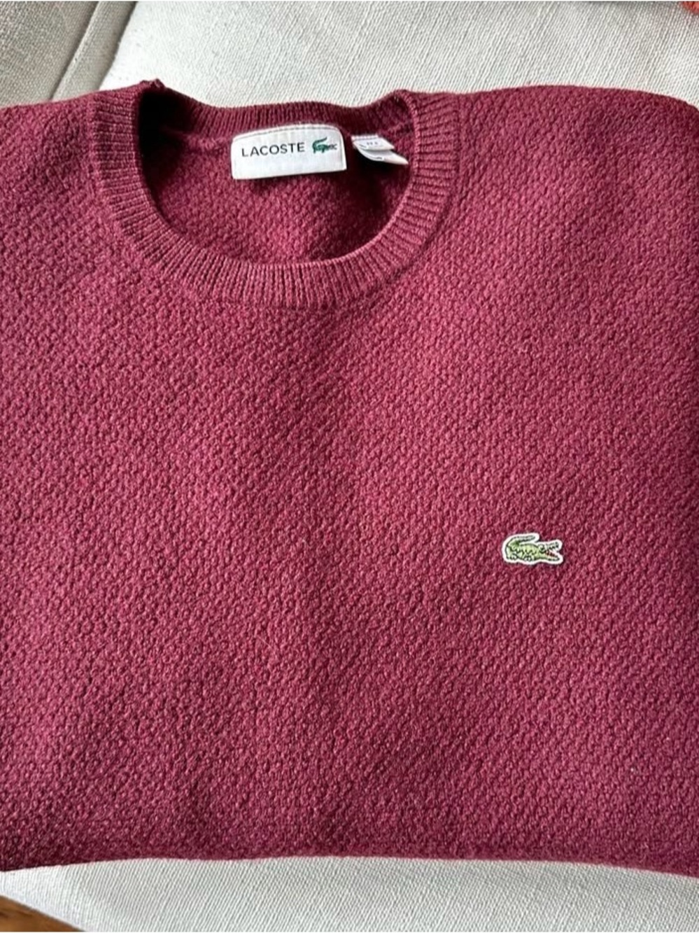 Lacoste Burgundy Crewneck Sweater